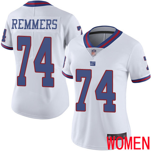 Women New York Giants #74 Mike Remmers Limited White Rush Vapor Untouchable Football NFL Jersey